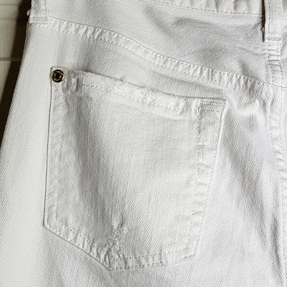 7 For All Mankind Natural Denim Cropped Ankle Distressed Jeans Size 24 - Picture 6 of 12